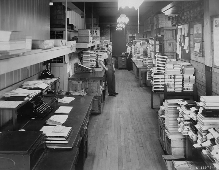 Employees in the Collins Canada mailroom, circa 1940s