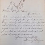 An 1885 letter from Henry Hoyns to the Harper brothers requesting a raise after being promoted to the stock desk.