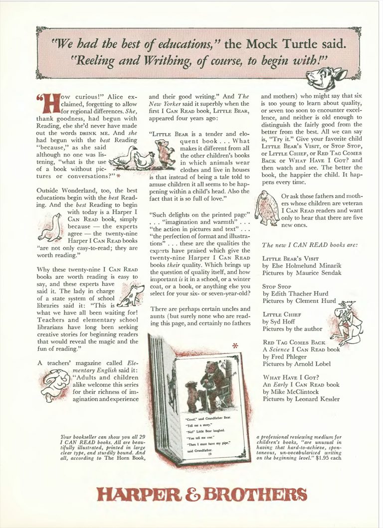 December 1961 I Can Read! advertisement placed in The New Yorker.