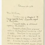 A letter from J. R. R. Tolkien to his editor regarding the first chapter of his “sequel” to The Hobbit, titled “A Long-expected Party”—which would become the first chapter of The Fellowship of the Ring.