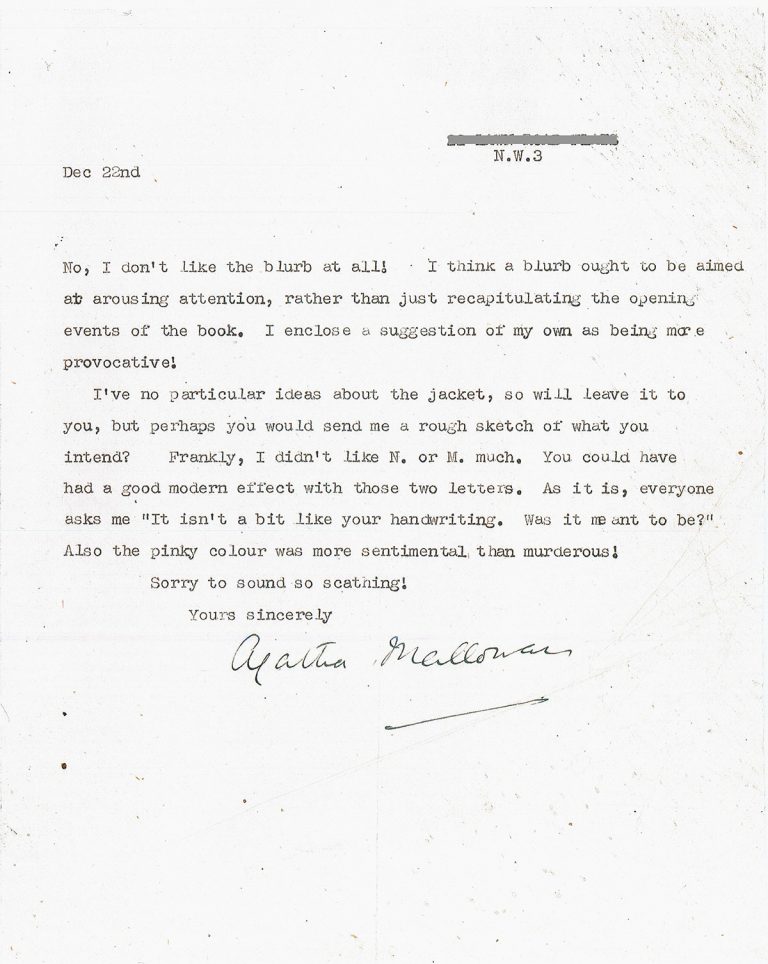 Letter from Agatha Christie