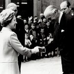 Queen Elizabeth II visiting the Collins Glasgow offices