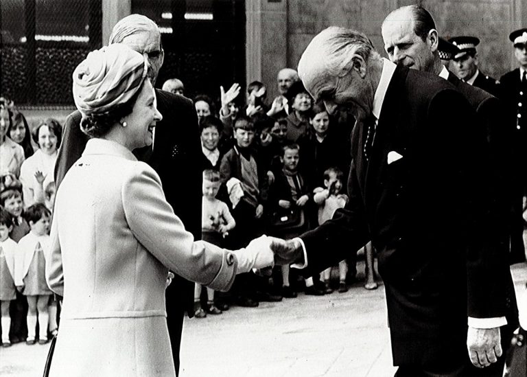 Queen Elizabeth II visiting the Collins Glasgow offices